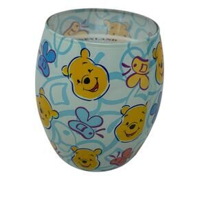 Disney Disneyland Winnie The Pooh Bumble Bees Blue Scheme Glass Glow Candle RARE